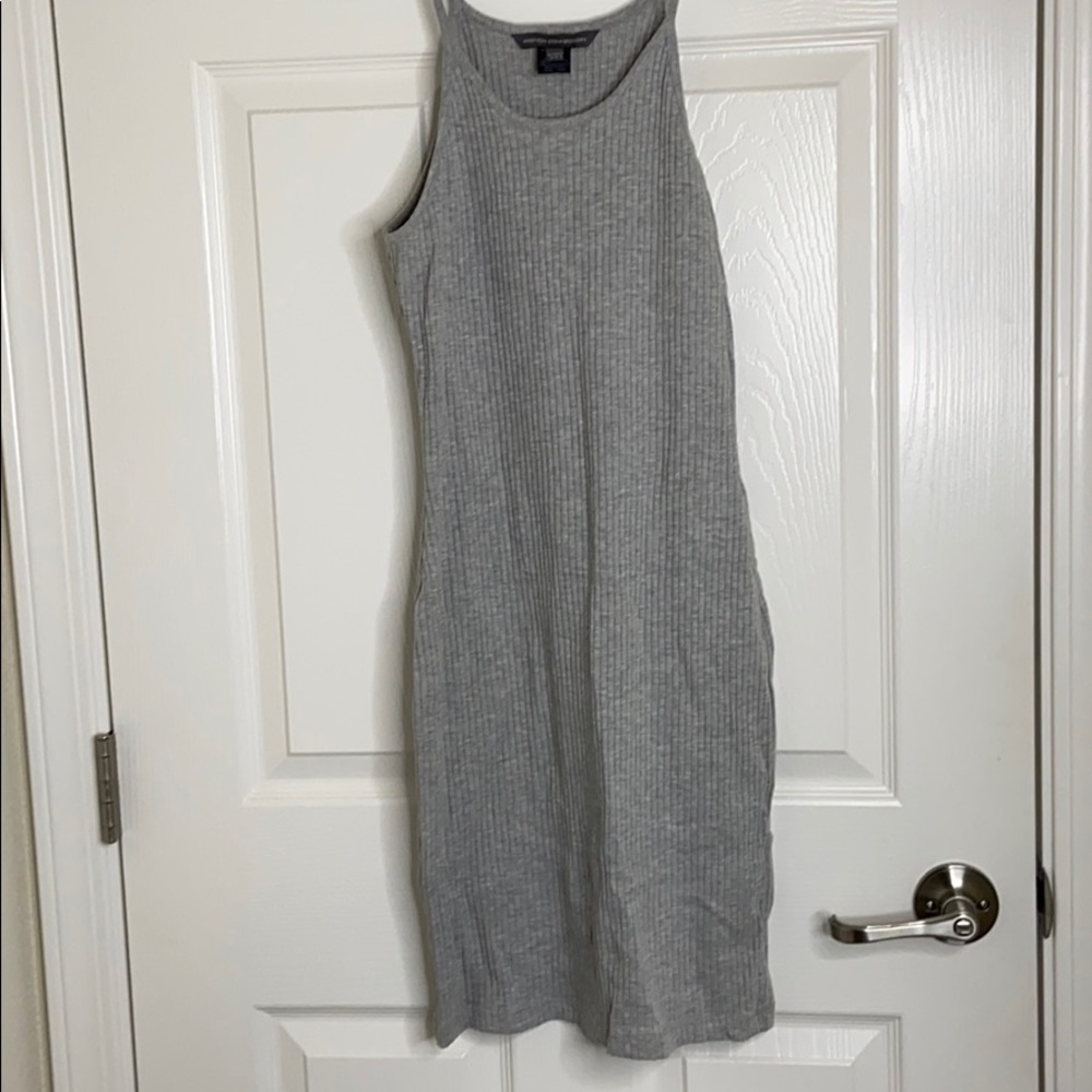 Gray midi body con dress
